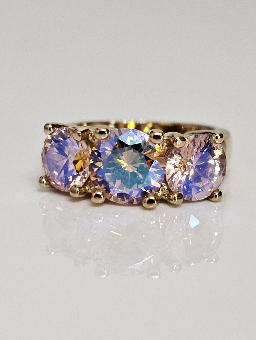 Gorgeous Vintage Mystic Quartz Ring Gold Vermeil Size 6!